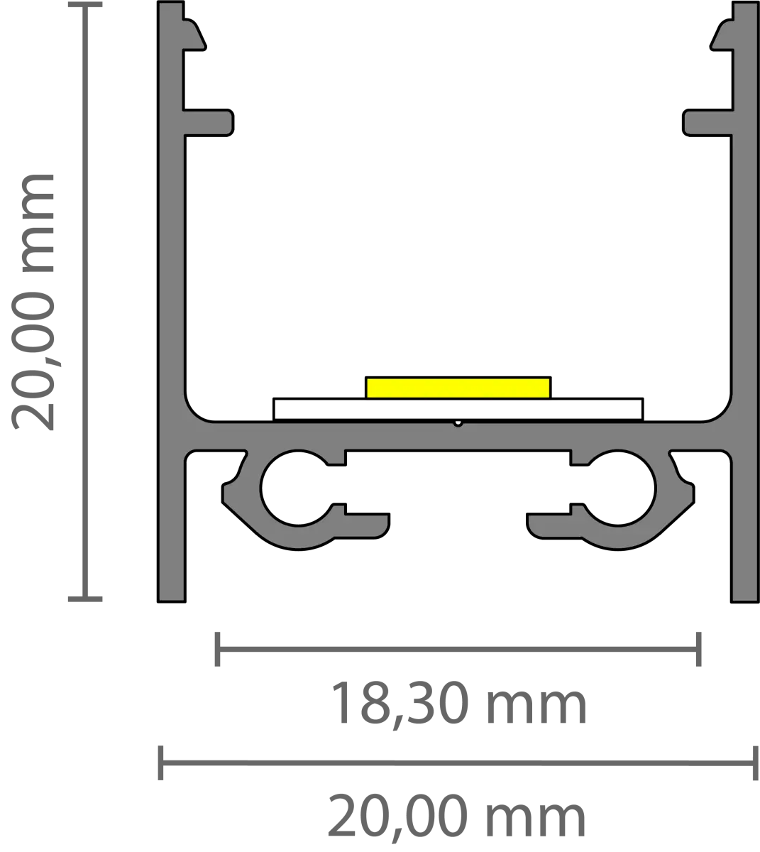 Opbouw profiel 20x 20mm