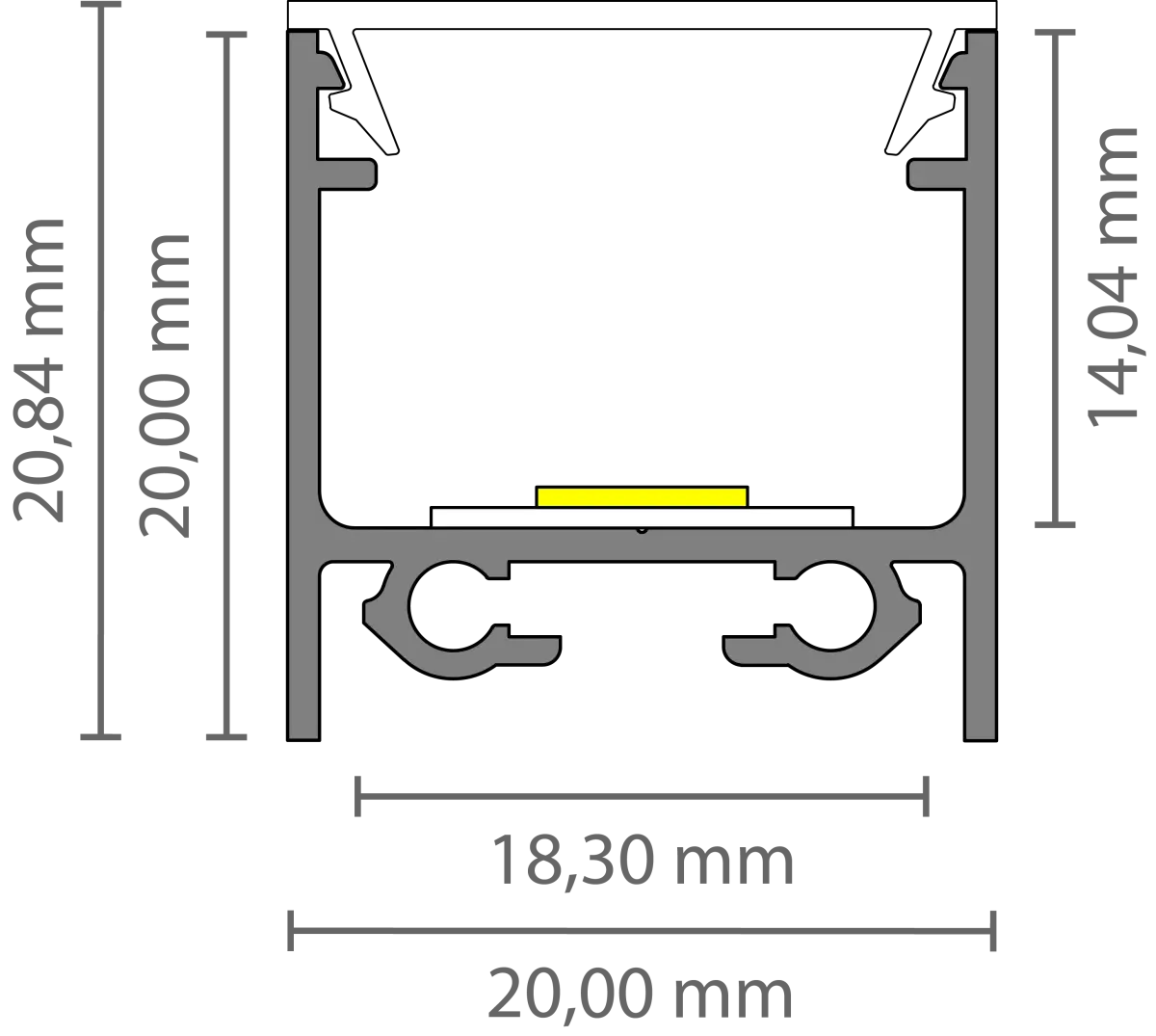 Opbouw profiel 20x 20mm