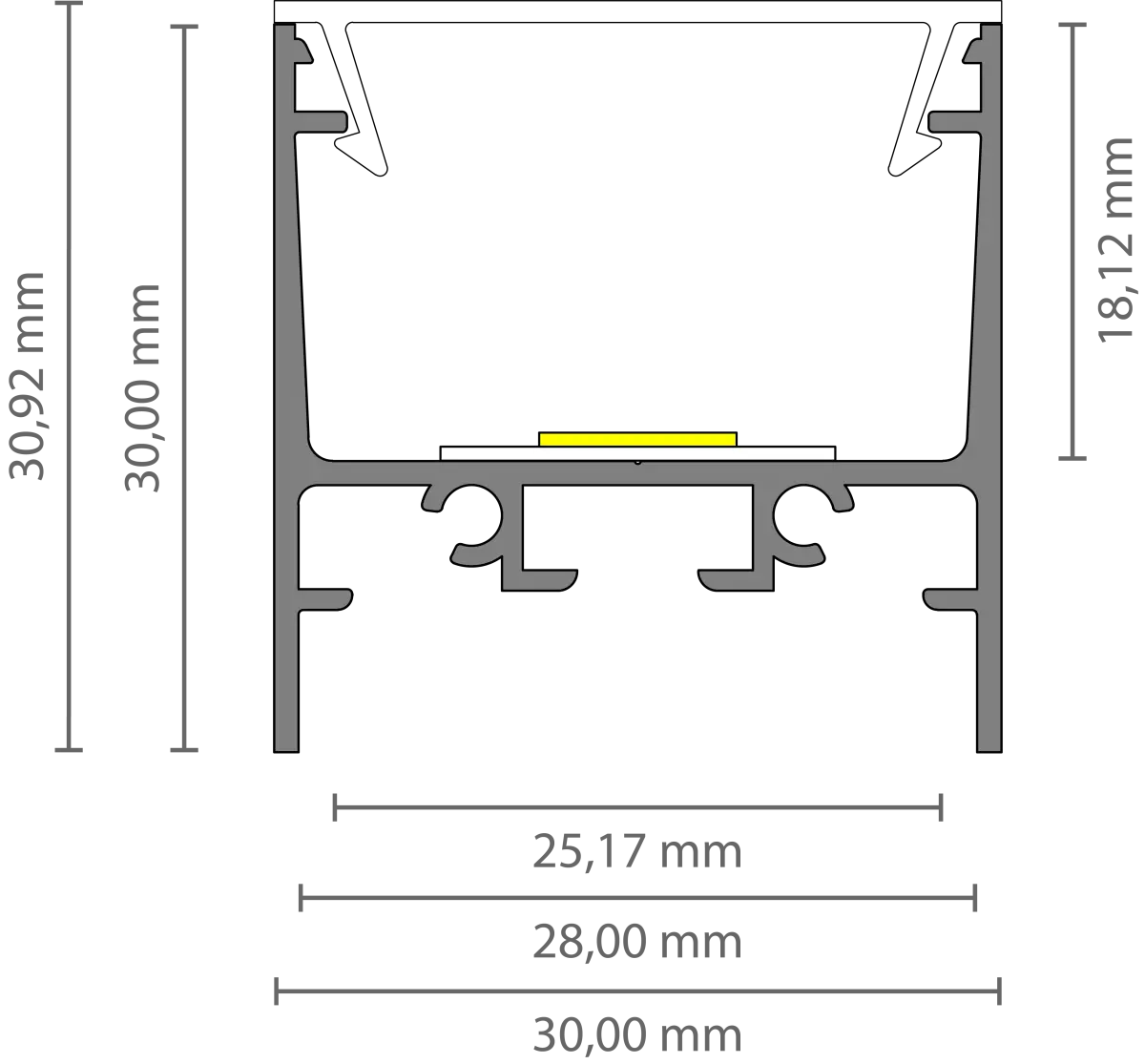 XL Opbouw profiel 30x30mm