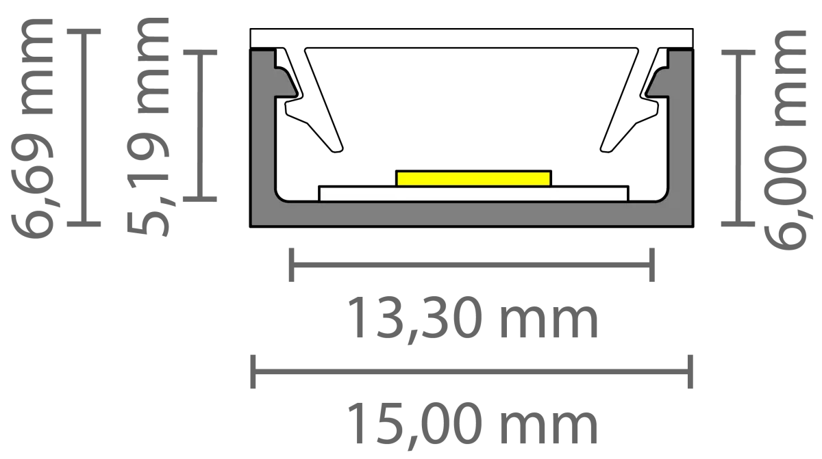 Ultraflat led profiel 15x6,69