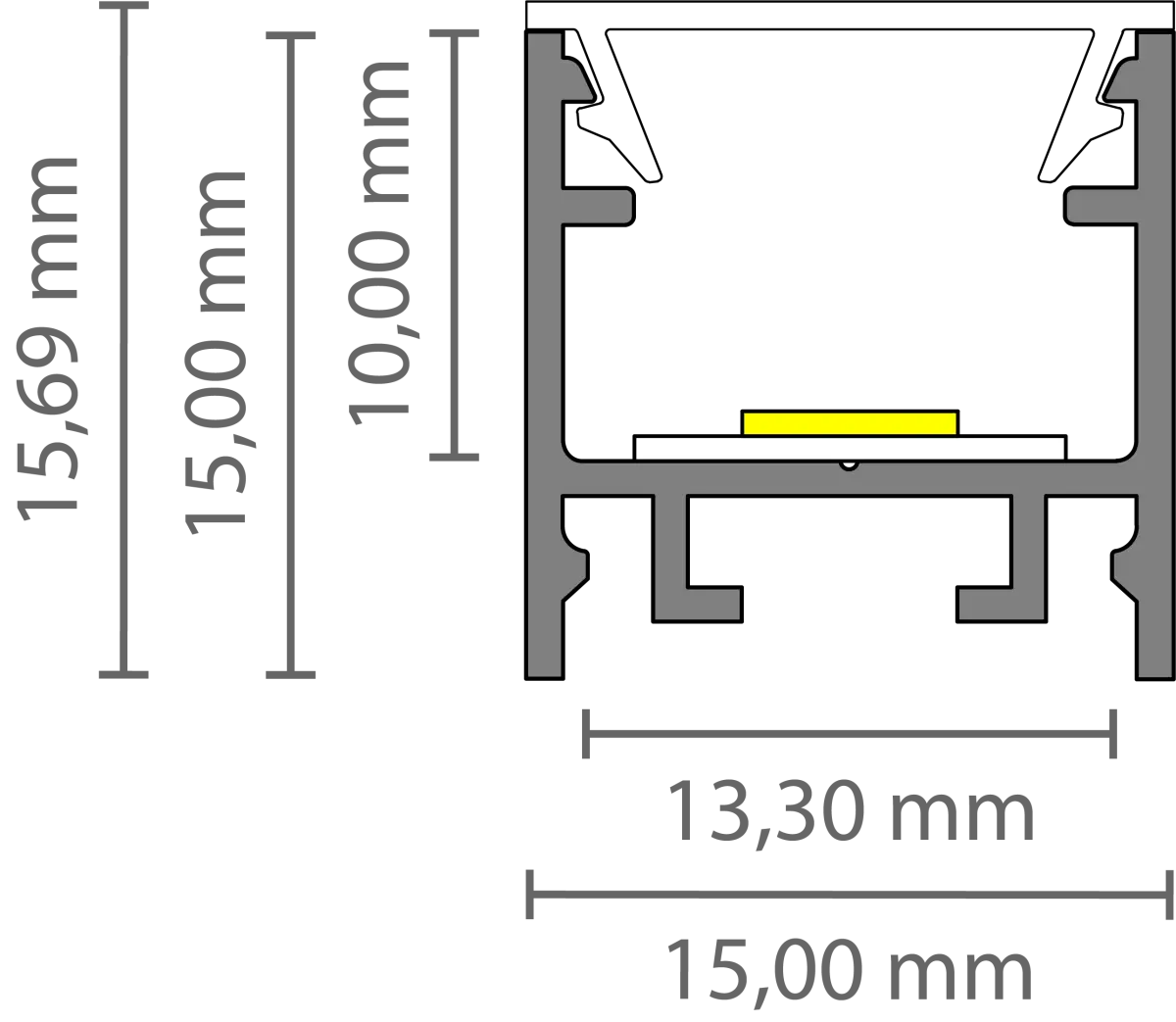 Opbouw profiel 15x15mm
